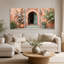 Ensemble de 3 toiles roses et blanches avec fleurs d'oranger-131252674