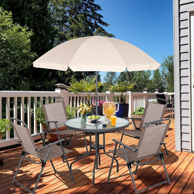 6 Pieces Folding Patio Dining Set