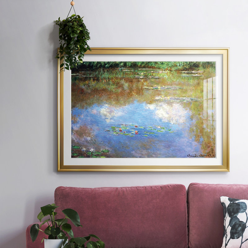 Nymphéas, les nuages, 1903, reproduction d'art encadrée, Or, H 15 po x l 21 po x P 1,5 po
