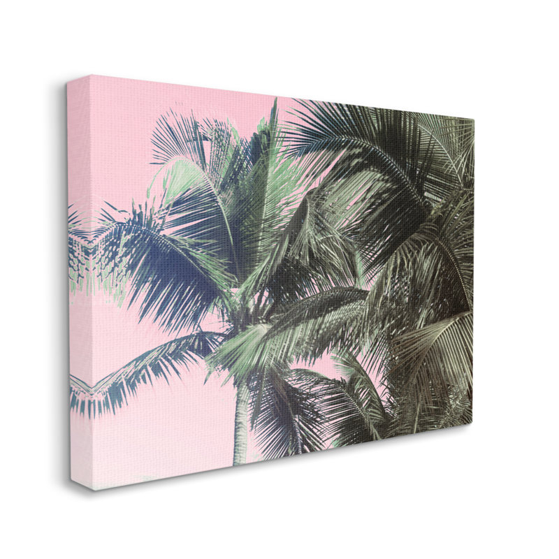 «Tropical Palm Tree Fronds Layered Tall Trees», art texturé à la giclée sur fond noir par Kathy Mansfield, H 24 po x l 30 po