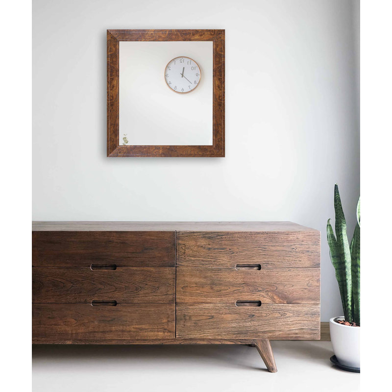 Adalberto Engineered Wood Flat Wall Mirror, 25.5" x 25.5"