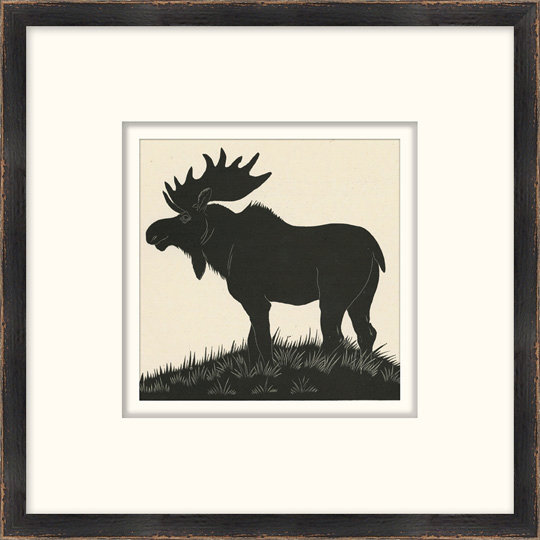 Wood Block Moose 2 Framed Painting
