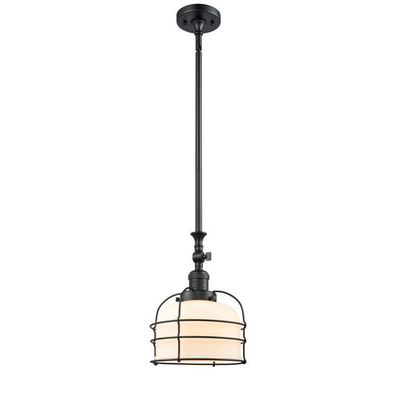Luminaire suspendu 1 lumière Harber, Boîtier blanc mat, Ampoule DEL 6 watts Vinage, Noir mat