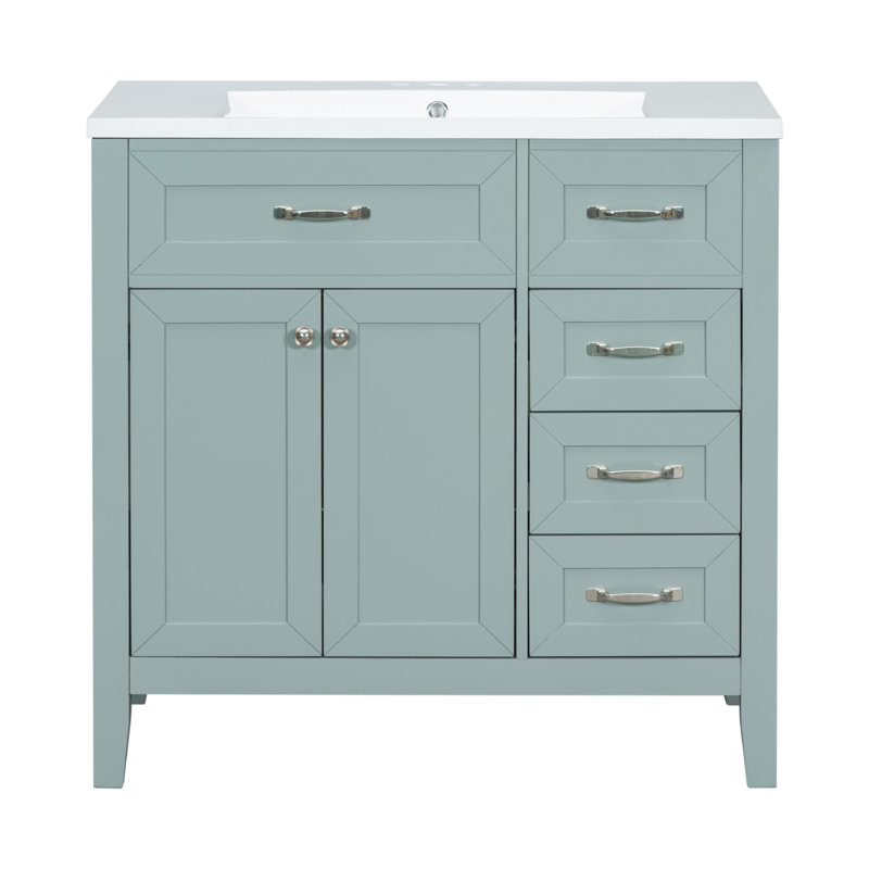 Meuble-lavabo de 36 pouces avec lavabo, structure solide, panneau de fibres à densité moyenne, rangement spacieux et design élégant pour les salles de bain modernes