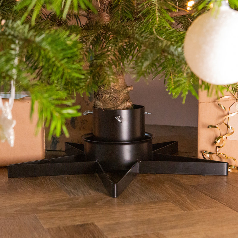 Steel Artificial Tree Stand For Max. Tree Height Under 6 Ft., 13.5cm H x 45cm W x 45cm D, Black