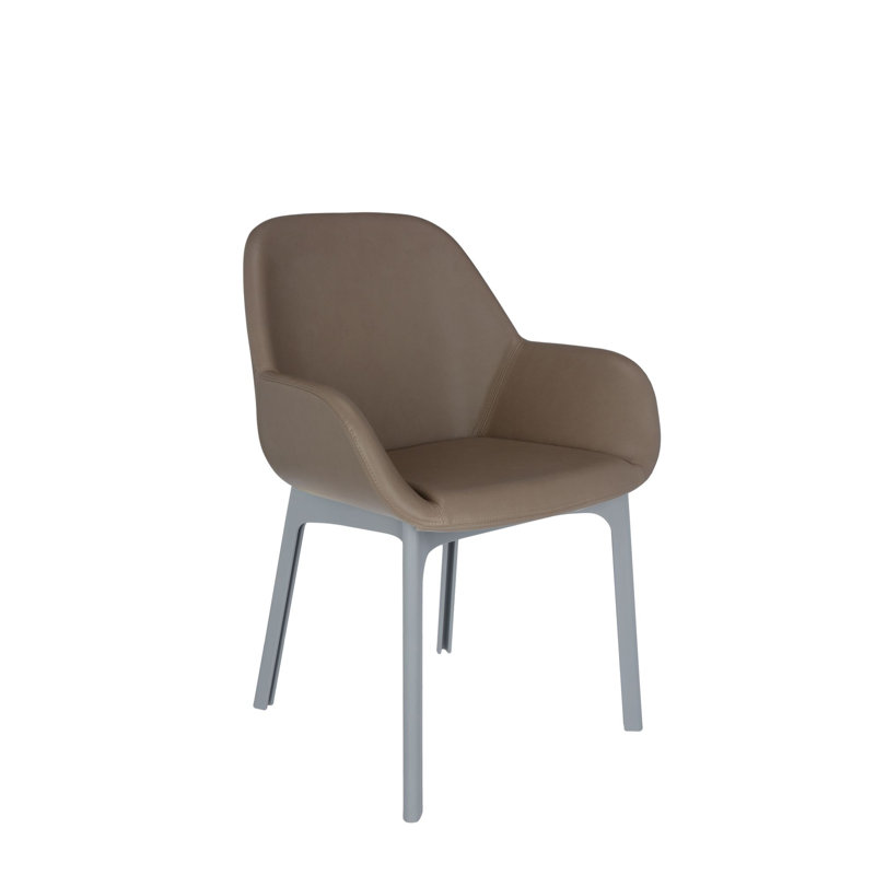 Clap Upholstered Arm Chair, Dark Gray, Taupe