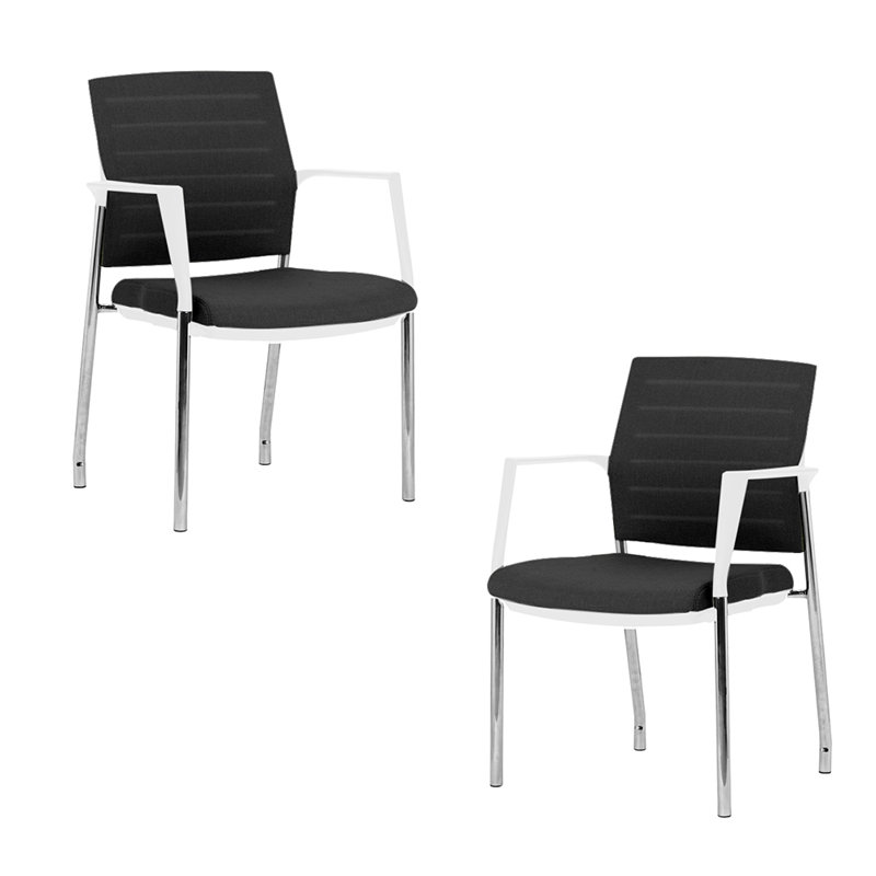 Chaise empilable d'invité / de réception, Non, Noir, Blanc