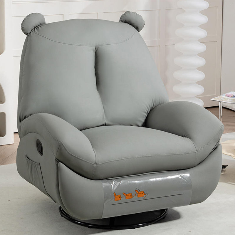 Melchiore Faux Leather Recliner, Gray Faux Leather
