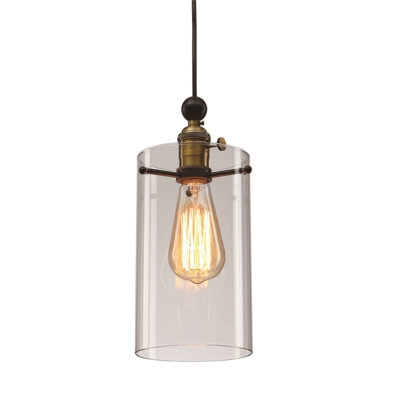 Industrial 1 Light Glass Cylinder Pendant