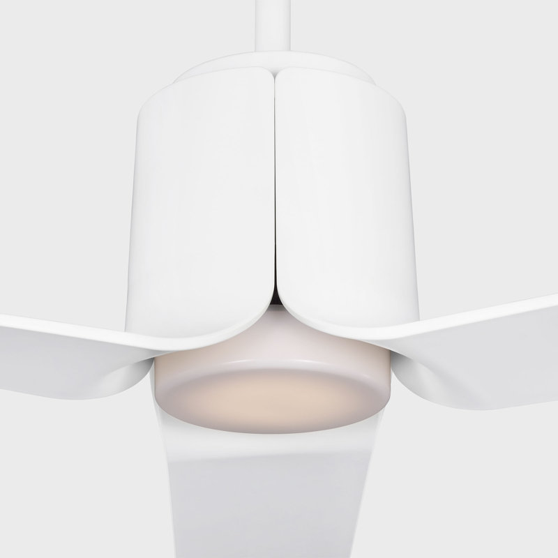 Visual Comfort Fan Peel Smart 52 LED Indoor Ceiling Fan with Threaded Downrod, Matte White ABS blades and Handheld Remote