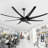100 Inch 8 Blades Ceiling Fans With No Lights, Indoor/outdoor Black Ceiling Fan With Remote Control, Reversible Dc Motor,ceiling Fan For Bedroom, Patio, Black-122496495