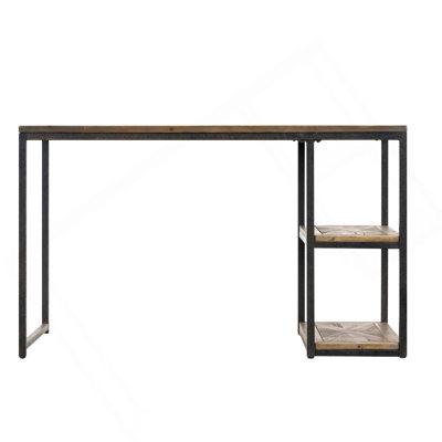 Garviston Reclaimed Wood Writing Desk - Industrial Style - Rustic Black W/ Distressed Fir