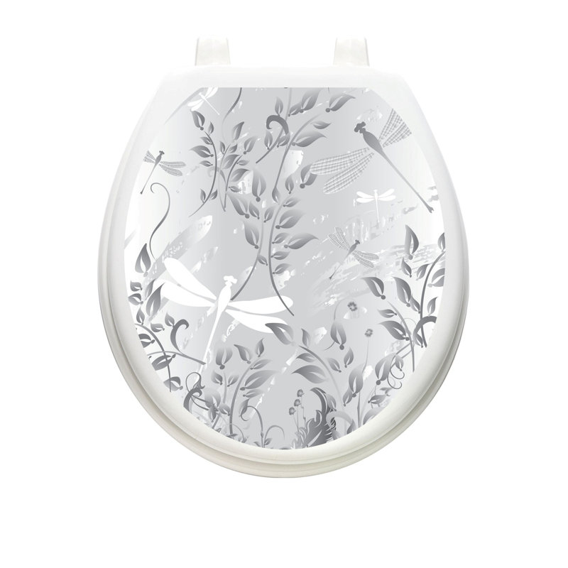 Adhésif décoratif pour siège de toilette Botanical Grey Fields, Rond