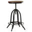 Tabouret de bar pivotant noir rustique réglable de 23 à 30 po avec siège en bois massif-19830068-50878598