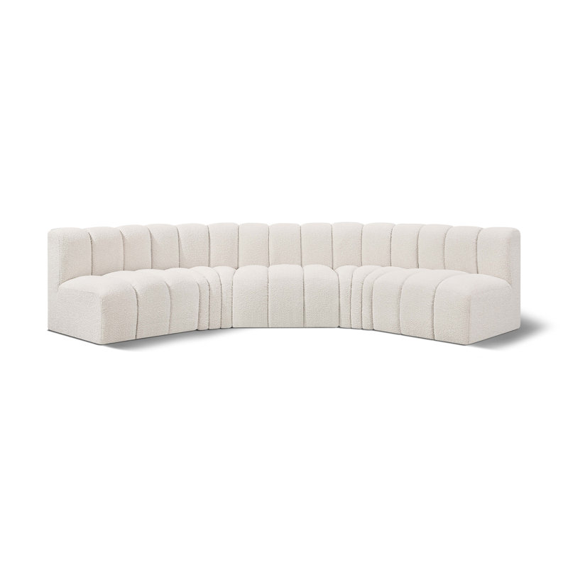 Canapé et méridienne rembourrés Hridaan, Tissu crème bouclé