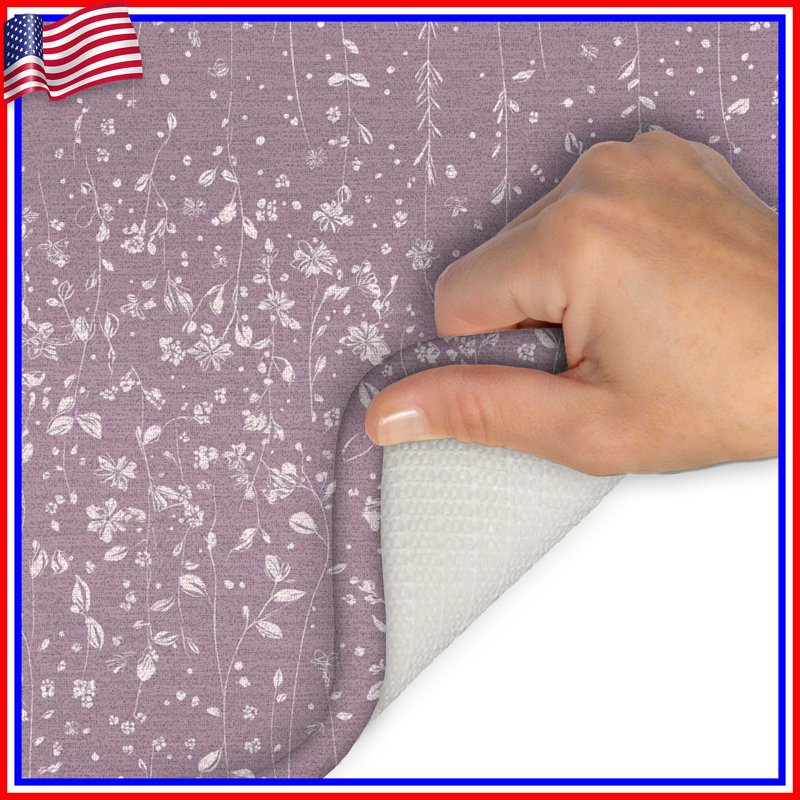Floral Bath Mat Pattern Bathroom Decor Shabby Chic, Single - 21" L x 34" W, Pink Floral 3