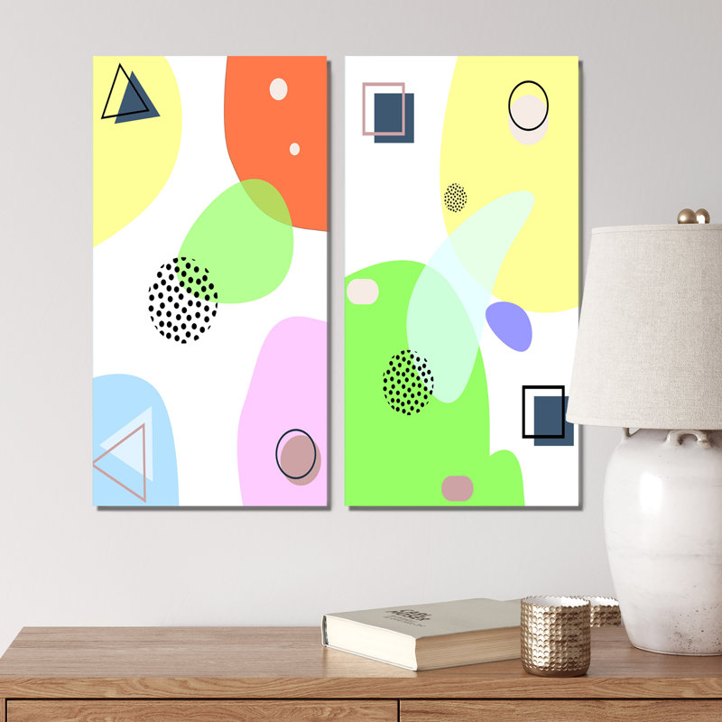 Mid-Century Scandiavian Geometrics I - ensemble de 2 reproductions, H 20 po x l 24 po x P 1 po, Toile tendue