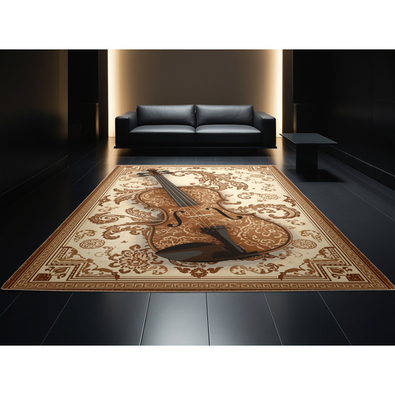 Tapis oriental beige lavable à la machine Pacen, 6 X 9