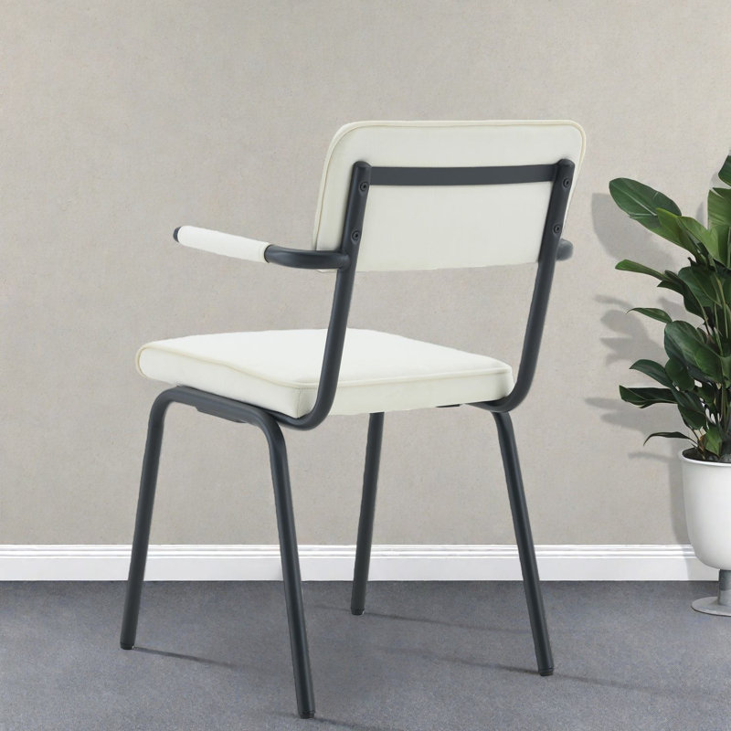 Chaises de salle à manger rembourrées modernes, tissu en velours avec pieds en métal pour la maison