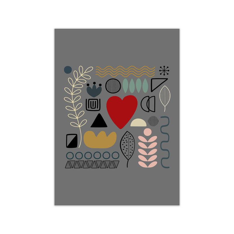 Scandnavian Shapes On Grey Original - Print, No Frame, 59cm H x 42cm W x 1cm D