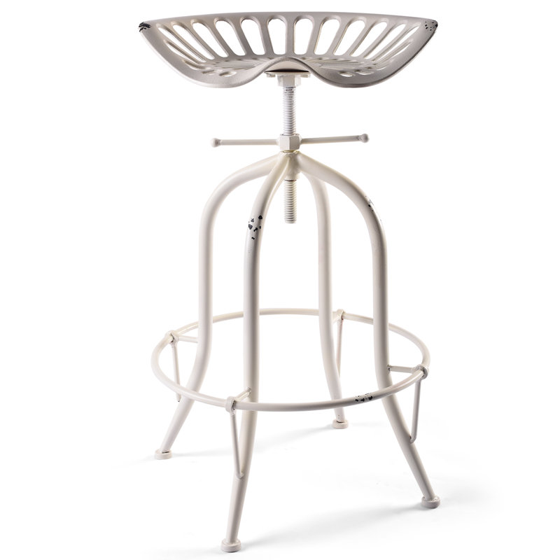 Swivel Counter Stool with Iron Frame, White