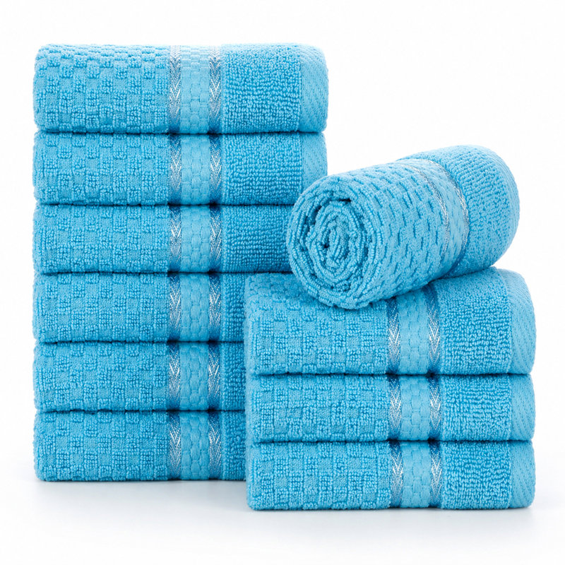 Essuie-mains texturés 100% coton Hode, Bleu ciel, Essuie-mains - paquet de 10