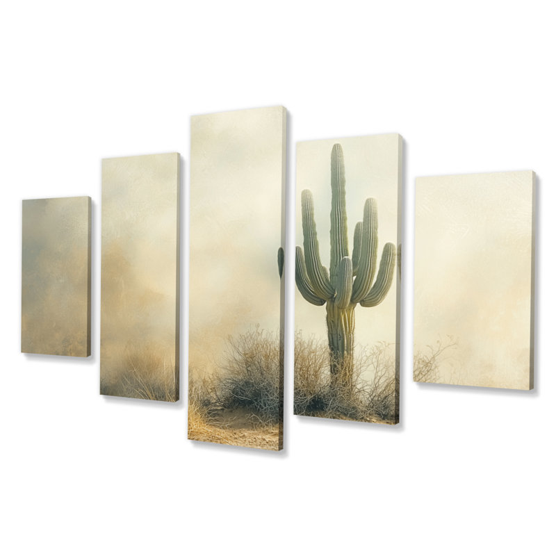 Cactus tempête de sable II - art mural floral cactus - ensemble d'art mural traditionnel