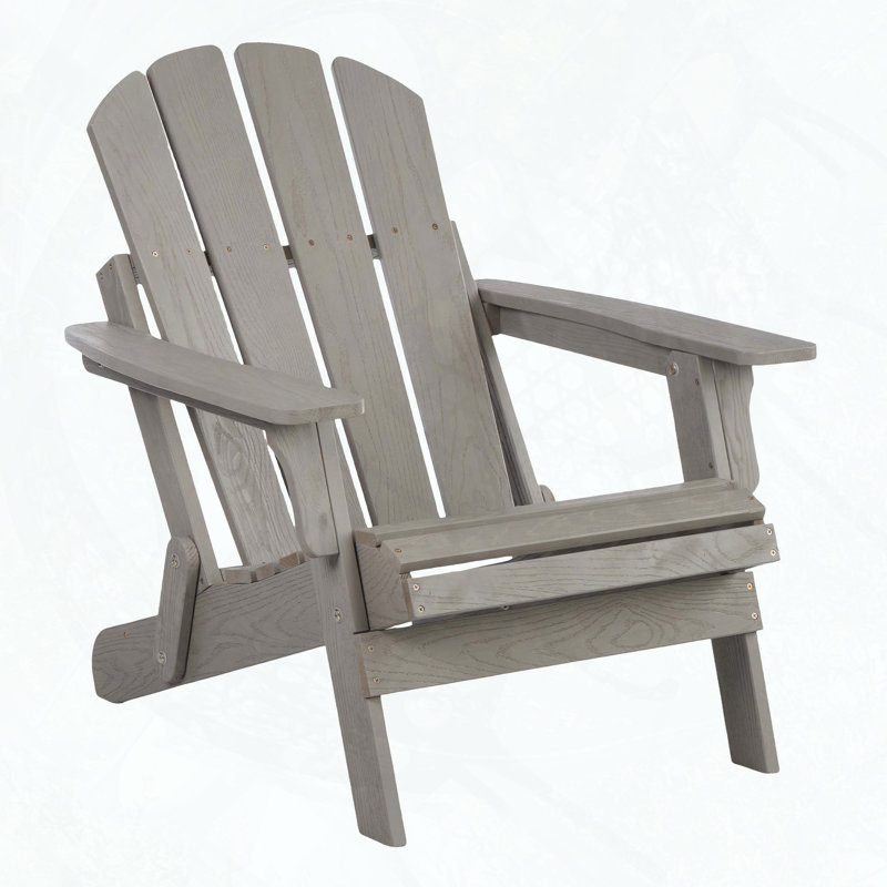 Chaise Adirondack surdimensionnée pliante - grain de bois gaufré, dossier et siège pré-assemblés, Gris