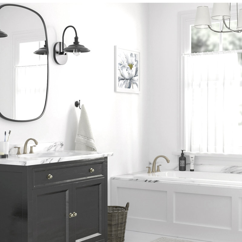 Double Handle Deck Mounted Roman Tub Faucet with Rough-in Valve, Brushed Nickel