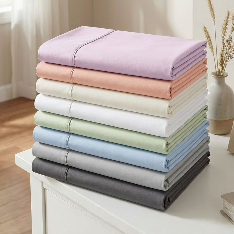 Superior 1000 Thread Count Solid Deep Pocket Cotton Blend Bed Sheet Set, Full Sheet 4Pc Set, Blush