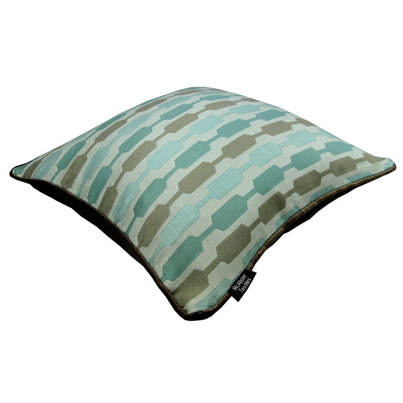 Lizeth Geometric Square Cushion, 60 x 60cm, Duck Egg/Taupe