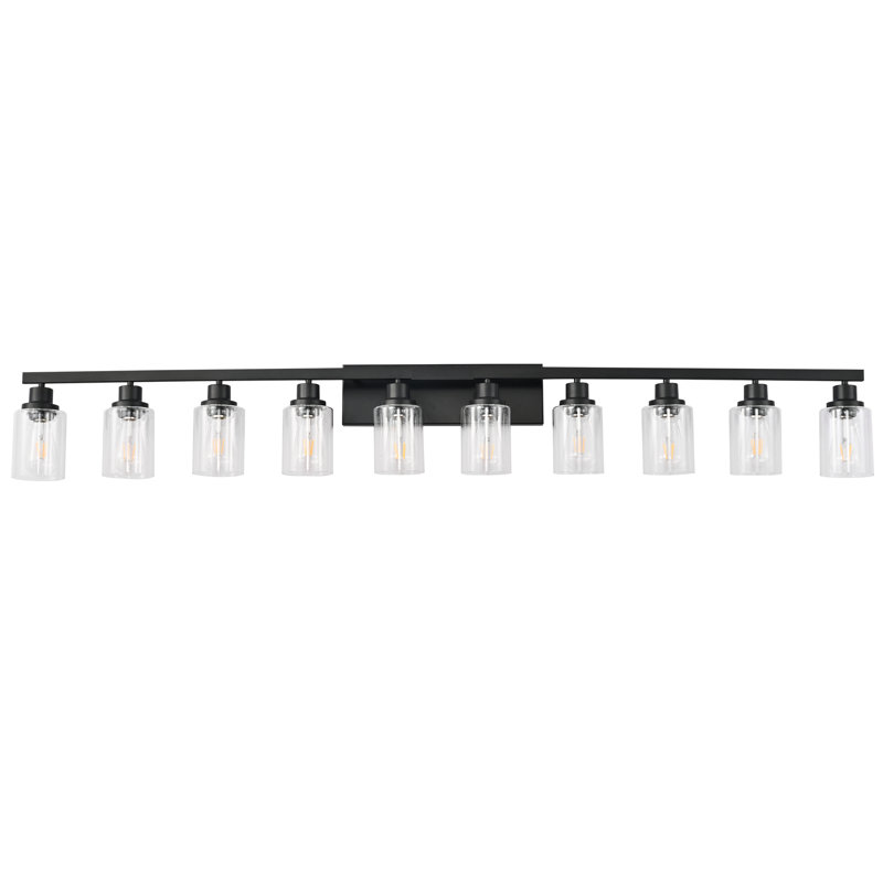 10-Light Bathroom Vanity Light with Clear Glass Shades for Vanity Mirror, Bathroom, or Bedroom, Matte Black, 10