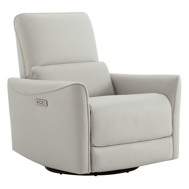 Fauteuil inclinable électrique pivotant en cuir Mikkel, Similicuir crème
