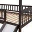 Lit mezzanine simple avec glissade et pieds en pin massif, finition espresso (aucun sommier requis, durable)-1231024671
