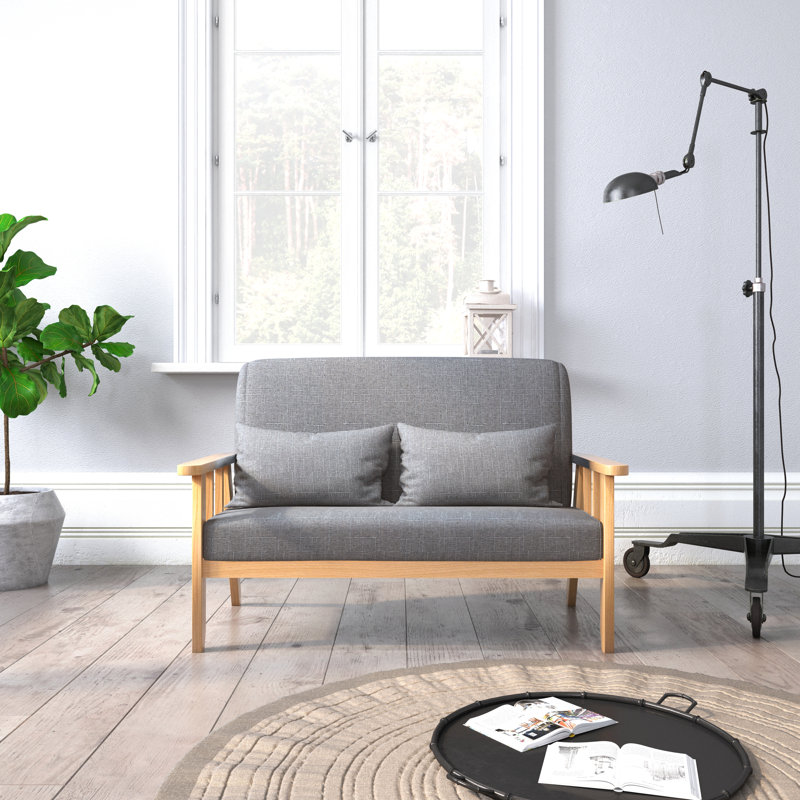 Macclesfield 2 Seater Linen Blend Loveseat, Dark Grey