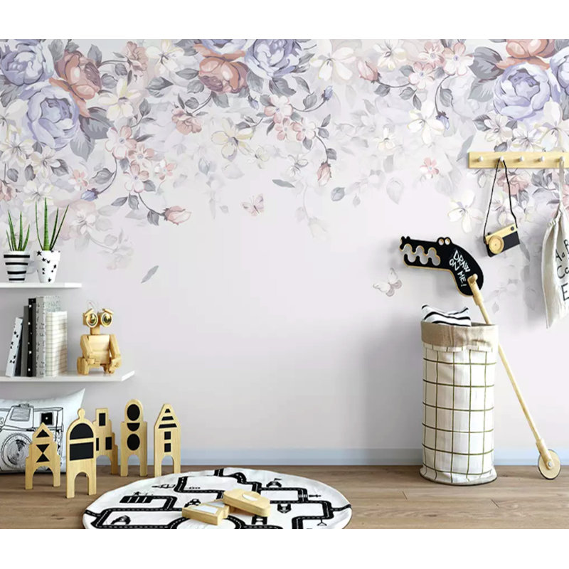 Papier peint amovible floral foncé foncé, L 9 po x l 15 po