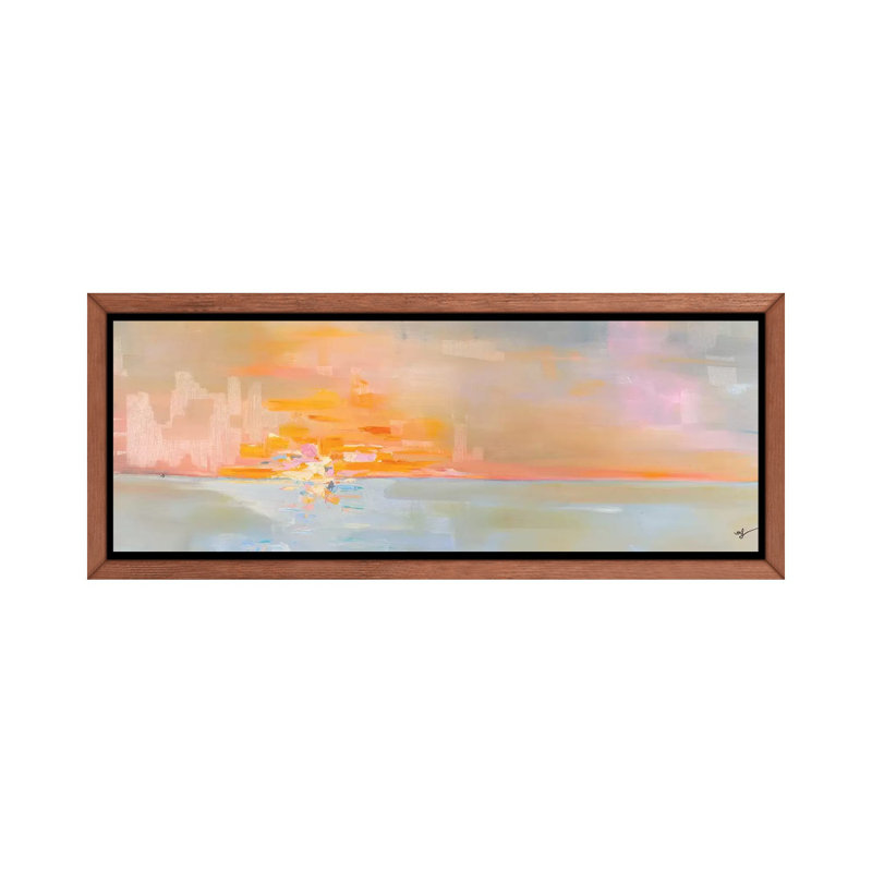 «Sunset II», reproduction panoramique, H 20 po x l 60 po x P 1,5 po, Toile avec cadre en bois classique