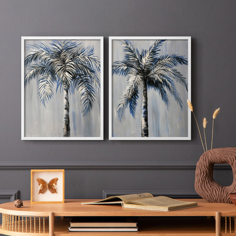 «Palm Magic Evening I», reproduction encadrée de qualité supérieure - prête à être accrochée - aucun clou requis - aucun clou requis