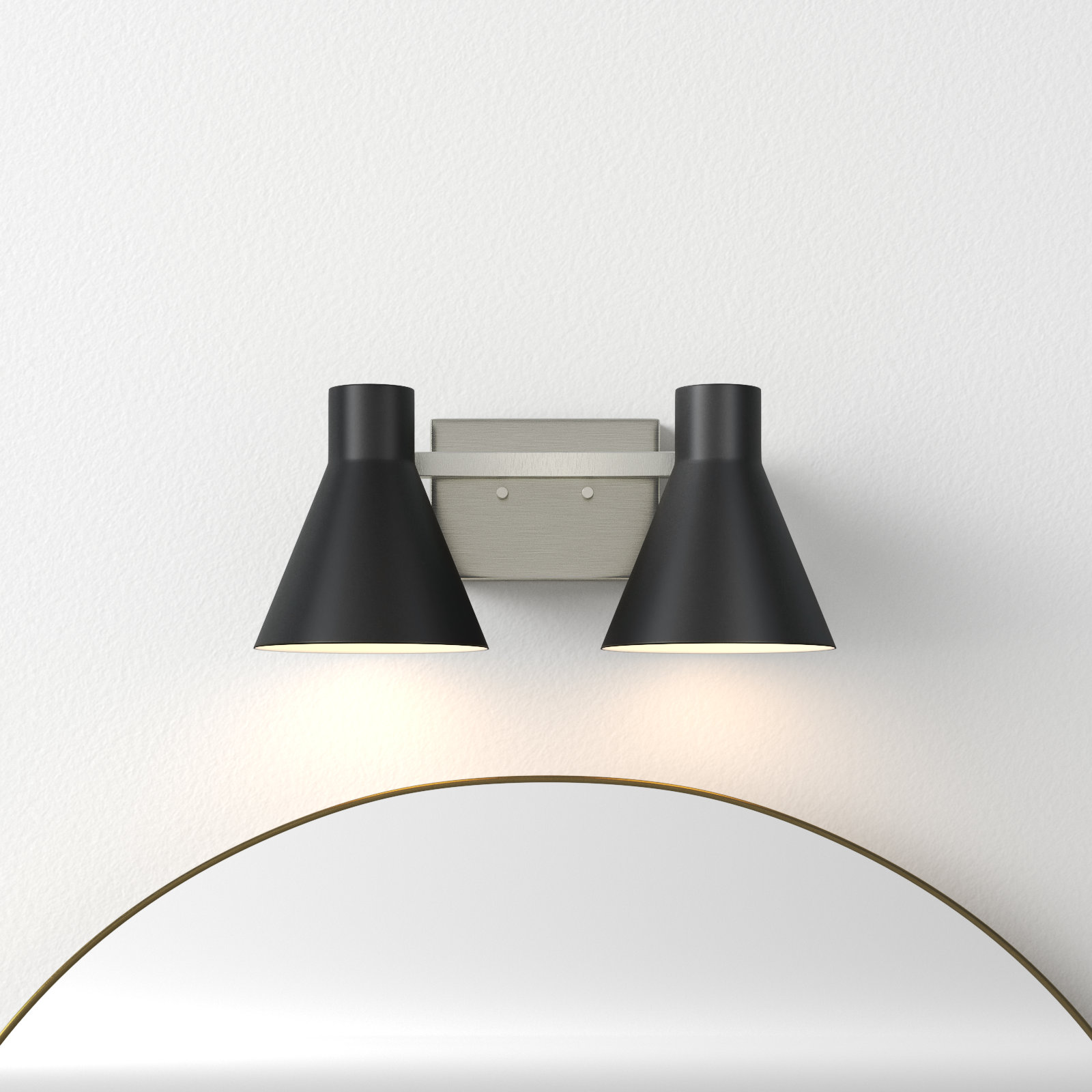 Byers 2-Light Dimmable Steel Vanity Light, Brushed Nickel, No