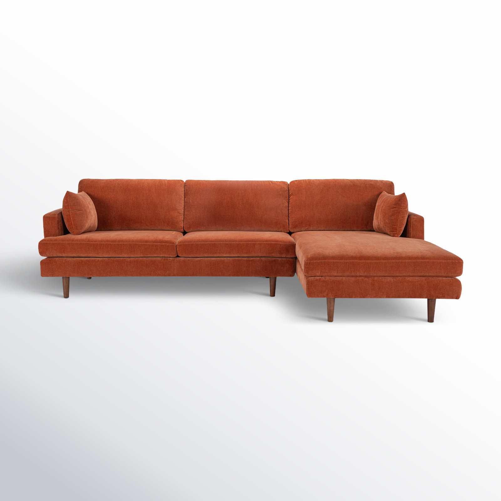 Laguna Upholstered Chaise L-Sectional, Right Hand Facing, Rust Performance Chenille