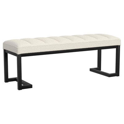 Vanilla Boucle Upholstered Tufted Accent Bench