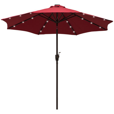 Brezzy Octagonal Lighted Tilt Market Parasol with Crank Lift
