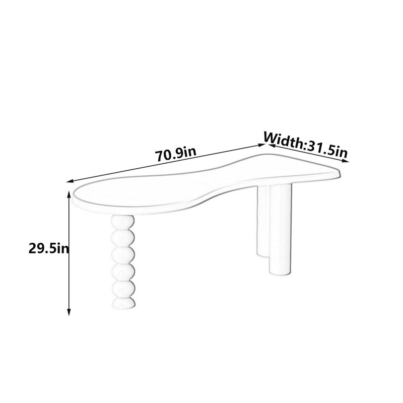 Bureau ergonomique en bois massif Luxury, H 29,5 po x l 70,9 po x P 31,5 po