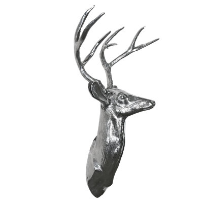 Stunning Pewter Deer Head, Life Size