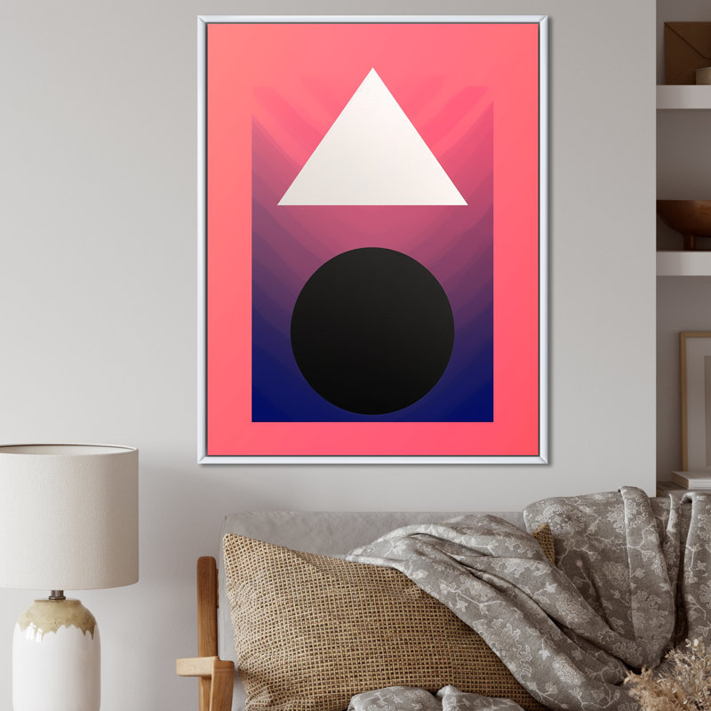 «Beyond Boundaries Retro Geometrics In Pink», reproduction d'art sur toile géométrique moderne, Cadre flottant blanc
