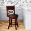 Tabouret de bar pivotant de 61 cm (24 po) avec structure stable, finition cerisier, assise en tissu anthracite. Rotation à 360 degrés. Pieds évasés en mousse confortable pour une stabilité accrue.