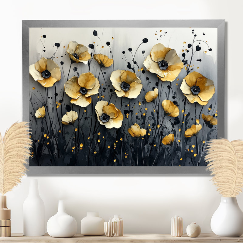 Murlin Golden Desert Blossom of Wildflowers - Art mural fleurs sauvages, Reproduction encadrée d'une seule photo