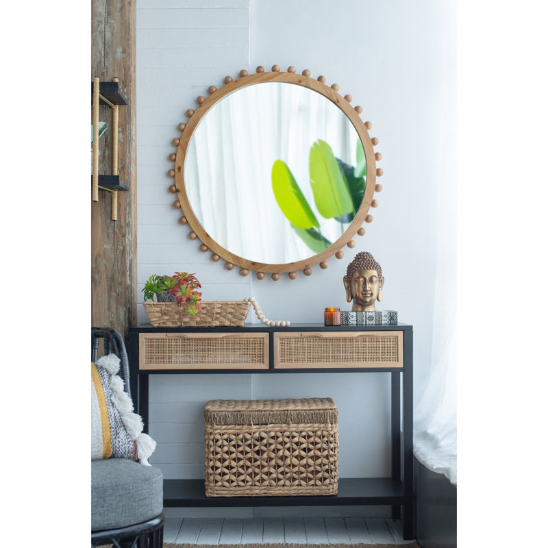 Miroir 33,5 po x 2 po x 33,5 po avec cadre perlé pour la décoration de chambre à coucher