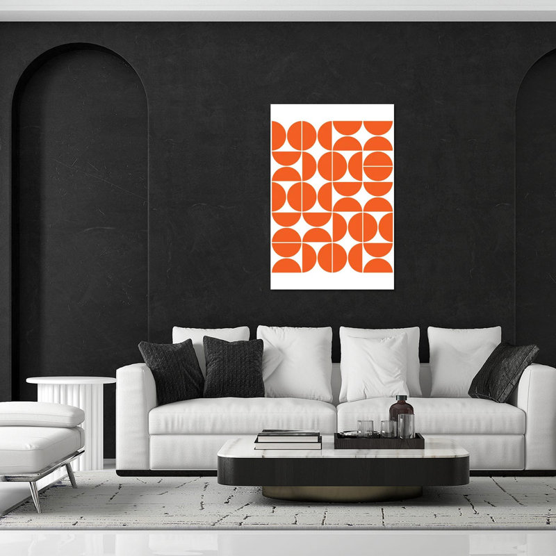 «Mid Century Modern Geometric IV Orange» par The Old Art Studio - impression sans cadre, H 32 po x l 24 po x P 0,25 po