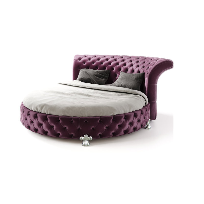 Très grand lit plateforme tapissier, Mauve